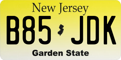 NJ license plate B85JDK