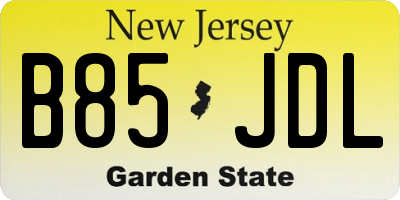 NJ license plate B85JDL