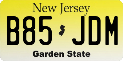 NJ license plate B85JDM