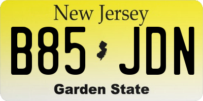 NJ license plate B85JDN