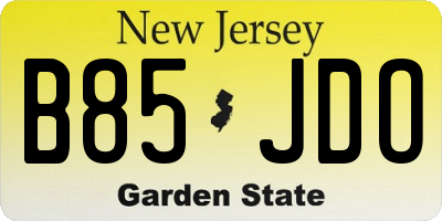 NJ license plate B85JDO