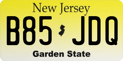NJ license plate B85JDQ