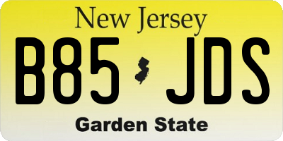 NJ license plate B85JDS