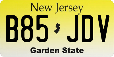 NJ license plate B85JDV