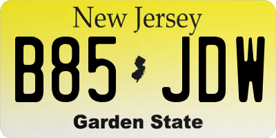 NJ license plate B85JDW