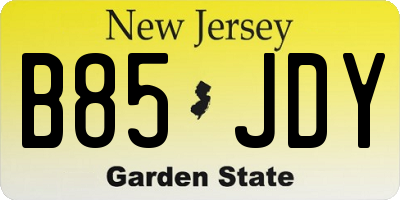 NJ license plate B85JDY