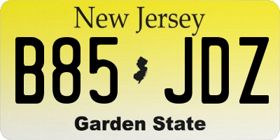 NJ license plate B85JDZ