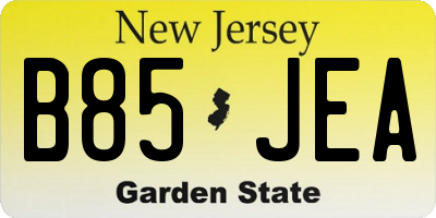 NJ license plate B85JEA