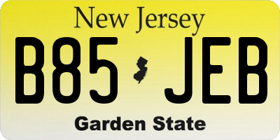 NJ license plate B85JEB