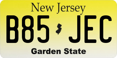 NJ license plate B85JEC