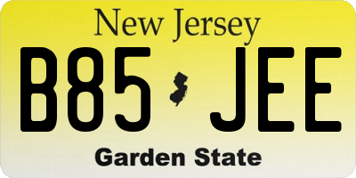 NJ license plate B85JEE