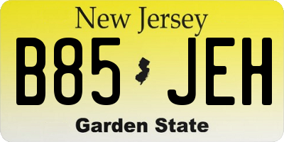 NJ license plate B85JEH