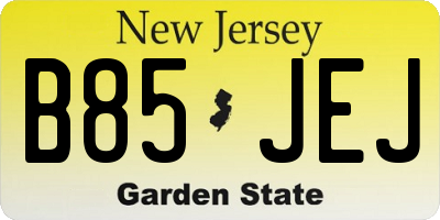 NJ license plate B85JEJ