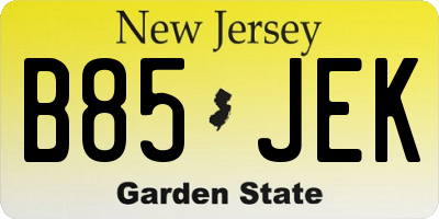 NJ license plate B85JEK