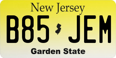 NJ license plate B85JEM