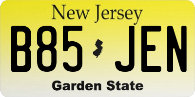 NJ license plate B85JEN