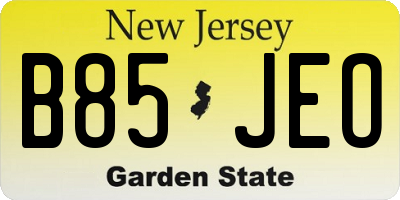 NJ license plate B85JEO