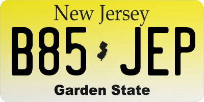 NJ license plate B85JEP