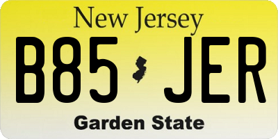 NJ license plate B85JER