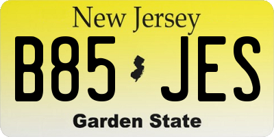 NJ license plate B85JES