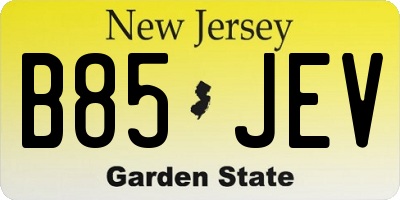 NJ license plate B85JEV