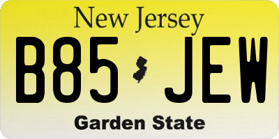 NJ license plate B85JEW