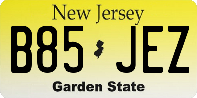 NJ license plate B85JEZ