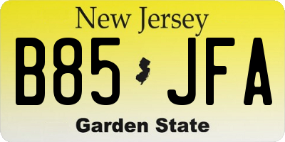 NJ license plate B85JFA