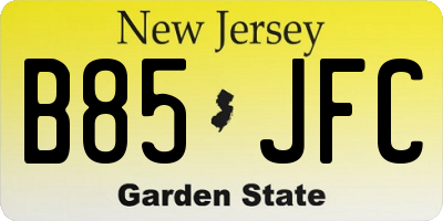 NJ license plate B85JFC