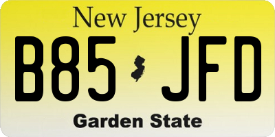NJ license plate B85JFD