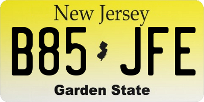 NJ license plate B85JFE