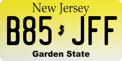 NJ license plate B85JFF