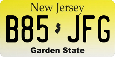 NJ license plate B85JFG