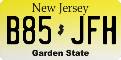 NJ license plate B85JFH