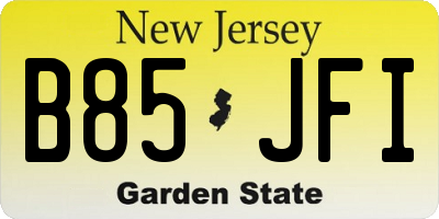 NJ license plate B85JFI