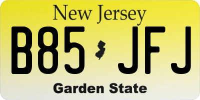 NJ license plate B85JFJ