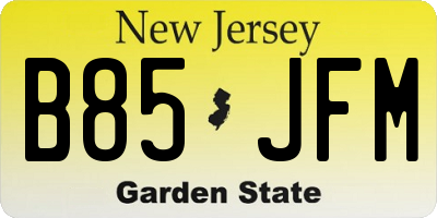 NJ license plate B85JFM