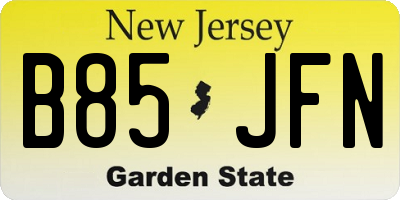 NJ license plate B85JFN