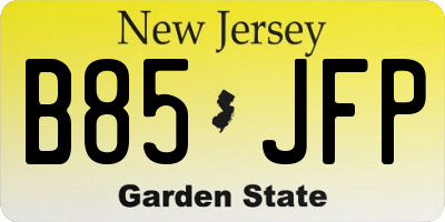 NJ license plate B85JFP