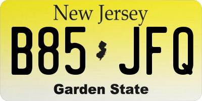NJ license plate B85JFQ