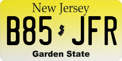 NJ license plate B85JFR