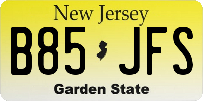 NJ license plate B85JFS