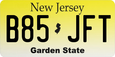 NJ license plate B85JFT