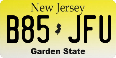 NJ license plate B85JFU