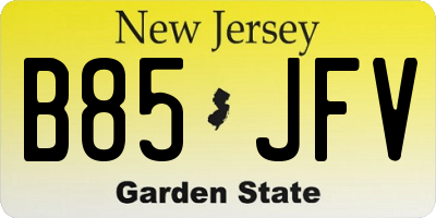 NJ license plate B85JFV