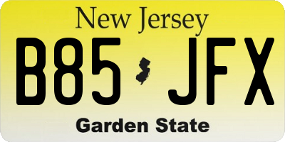 NJ license plate B85JFX