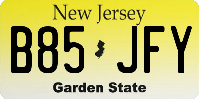 NJ license plate B85JFY