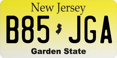 NJ license plate B85JGA