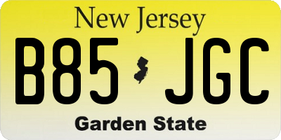 NJ license plate B85JGC