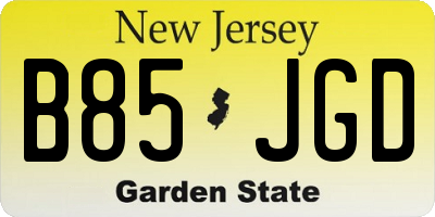 NJ license plate B85JGD